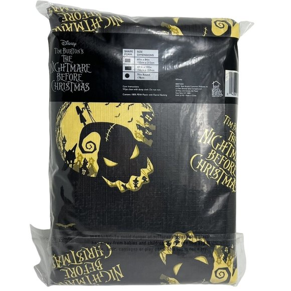 Disney Nightmare Before Christmas Tablecloth 60"X102" Oogie Boogie Black Yellow - Picture 12 of 12